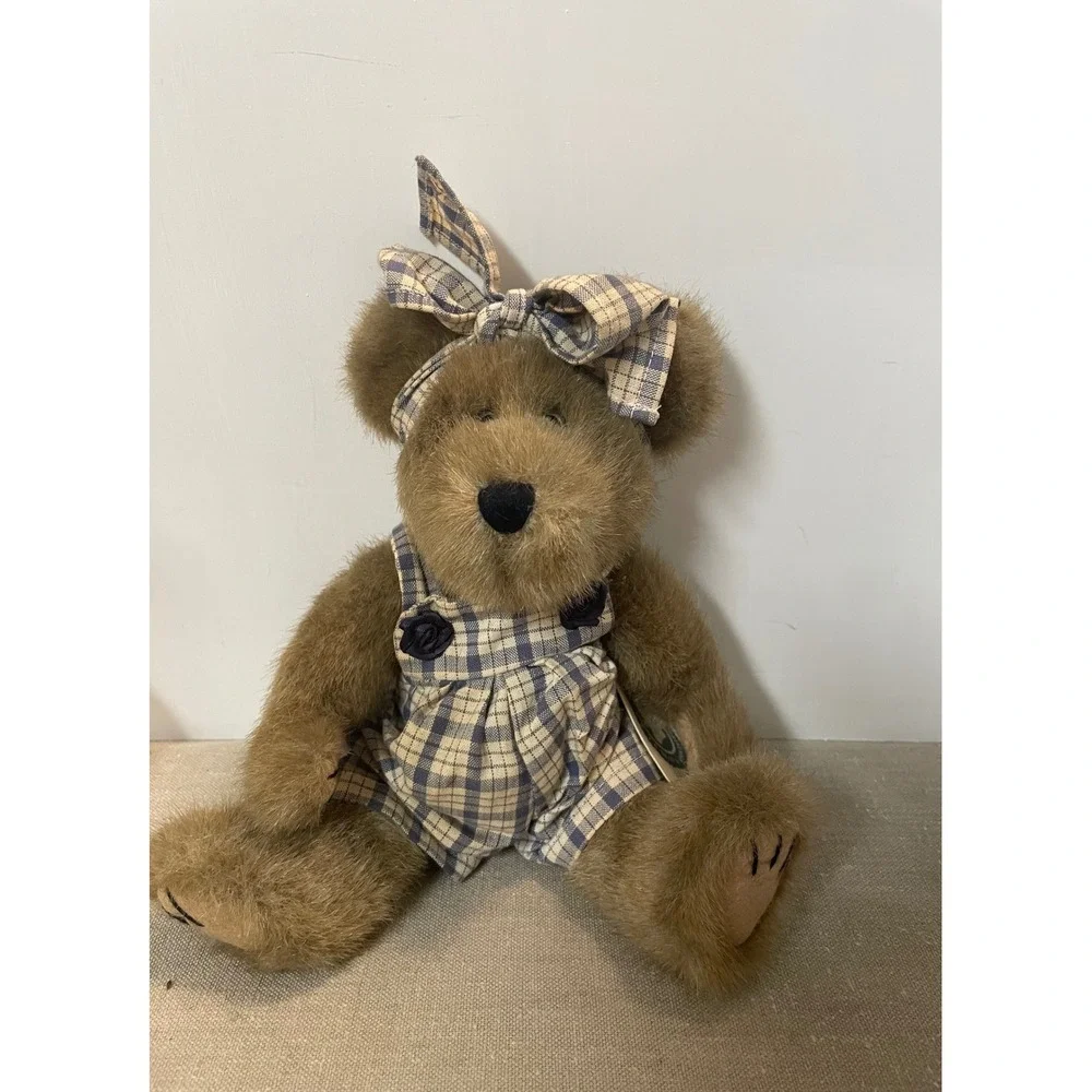 Boyds Bears Brooke B Bearsley Plush‎ Teddy Bear Plaid Romper Bow 917400 Vintage